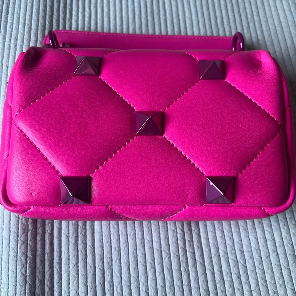 Authentic Valentino Hot Pink Quilted Mini Shoulder Bag with Studs - Picture 11 of 11